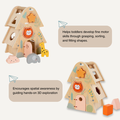 Wooden Tree House Sorter Tree House – Montessori Sorting Toy