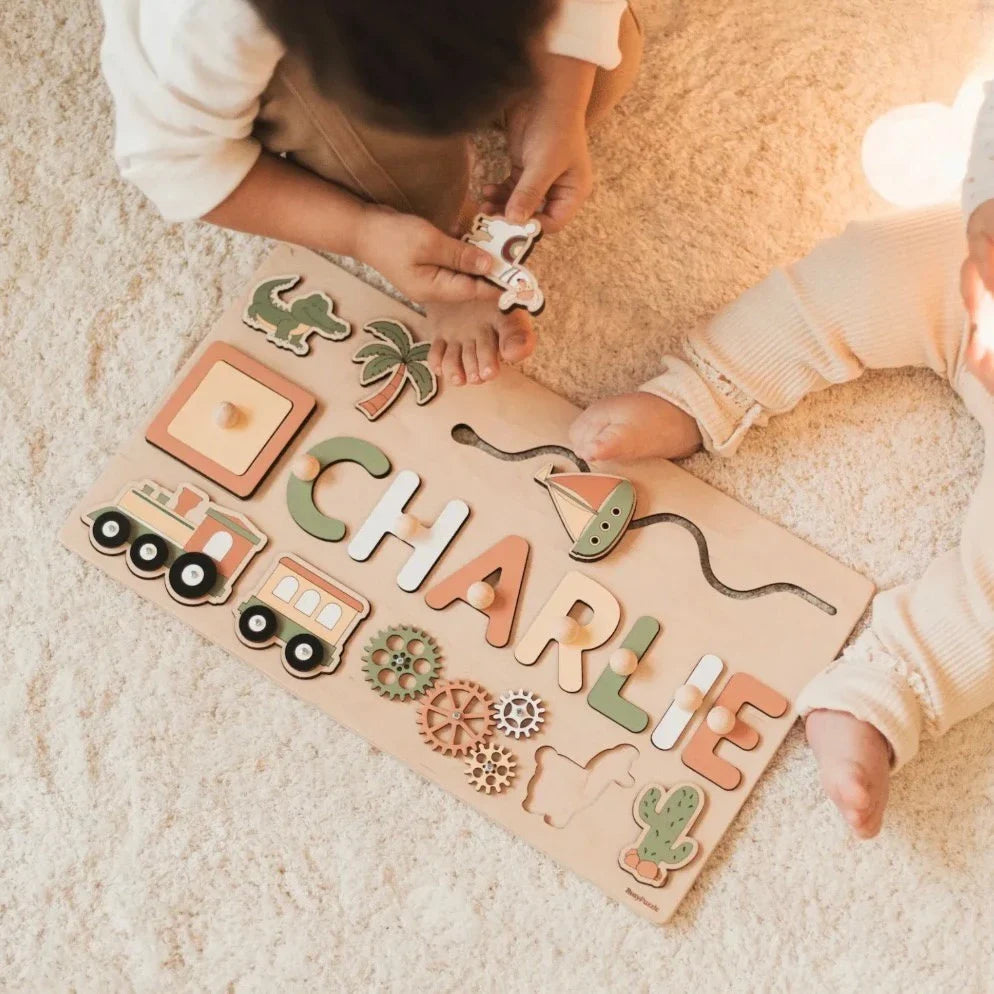 Toddlers Personalized Wooden Puzzle – Custom Name Learning