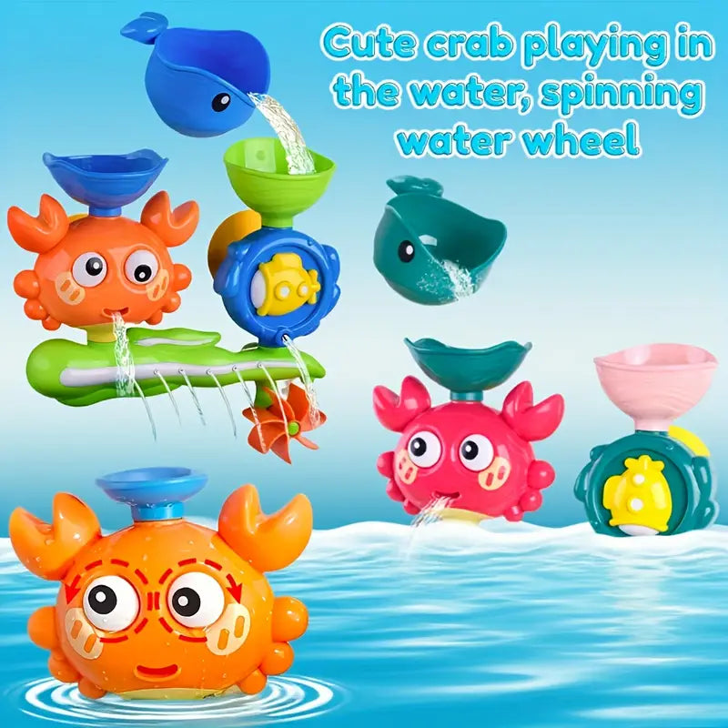 Interactive Suction Cup Bath Toy Set — Crab, Fish & Spinners for Water Play