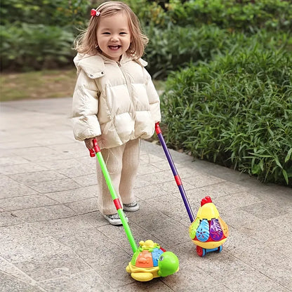 Animal‑Shape Push Walking Toy with Rotating Wings & Bell