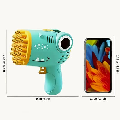 Dinosaur Bubble Launcher Toy — 40-Hole Automatic Bubble Blaster with Easy Trigger 🦕✨