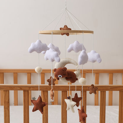 Felt Bear Crib Mobile – Soft Clouds, Stars & Moon Hanging Toy-Toyfetti