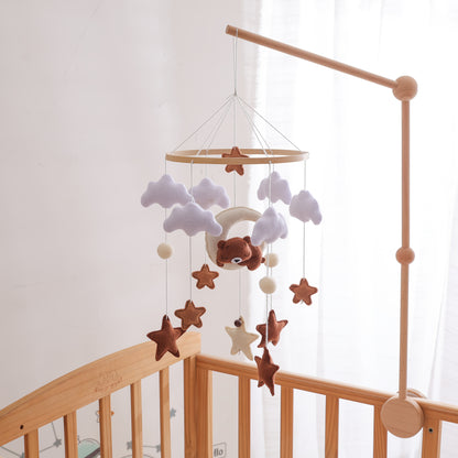 Felt Bear Crib Mobile – Soft Clouds, Stars & Moon Hanging Toy-Toyfetti