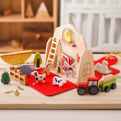 Toddlers Wooden Travel Farm – A Portable Barnyard of Imaginative Play!