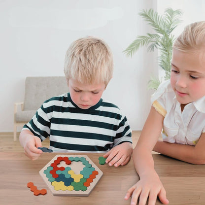 Wooden Hexagon Puzzle – Creative Thinking & Pattern Challenge Toy