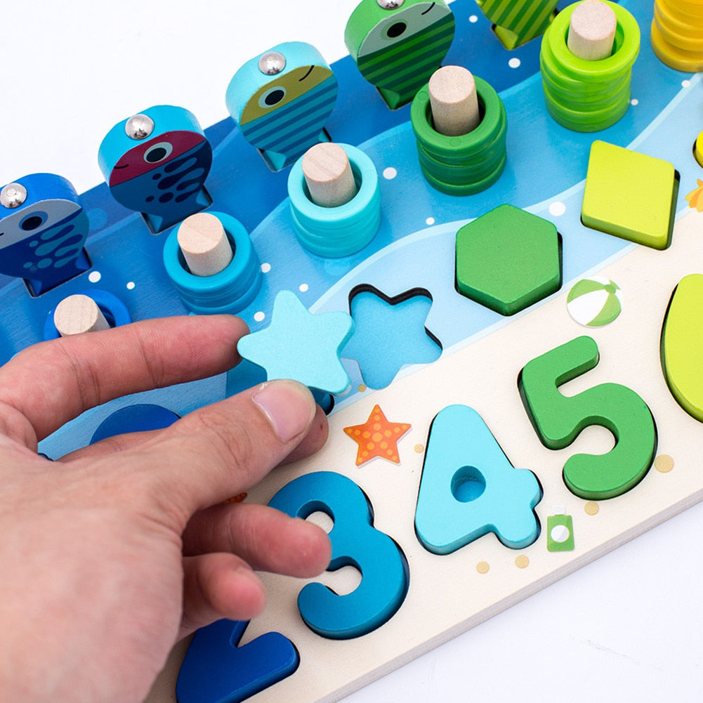 Woody – Montessori Wooden Activity Board for Counting, Letters & Shapes