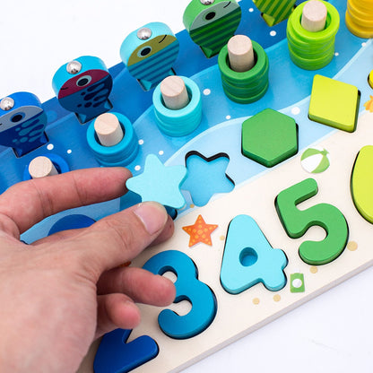 Woody – Montessori Wooden Activity Board for Counting, Letters & Shapes