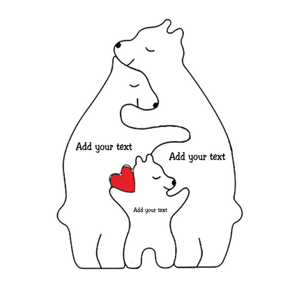 Personalized Bear aPersonalized Wooden Bear Family Figurine – Custom Handmade Gift for Families & Grandparents