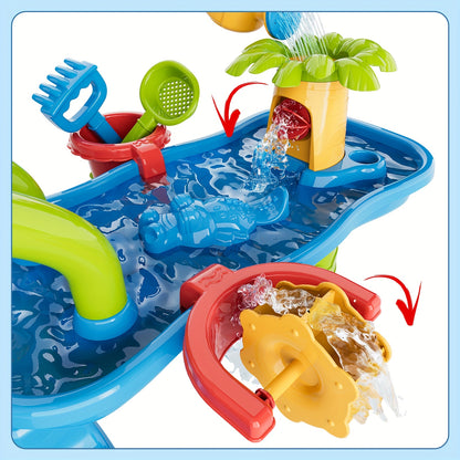 TEMI 4-Tier Multifunctional Kids Sand & Water Play Table with Slide – Summer Fun for Curious Minds-Toyfetti
