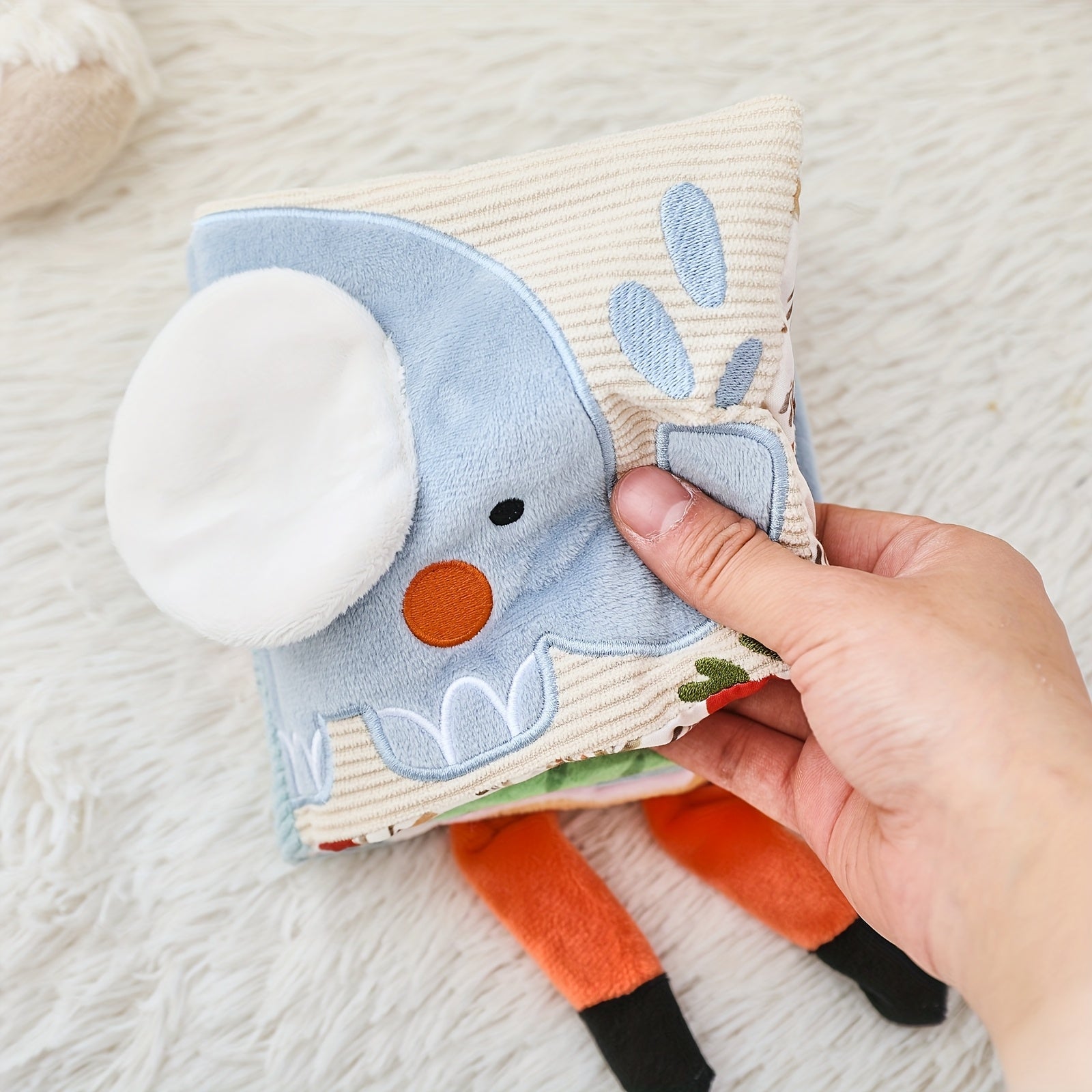 Elephant Sensory Soft Book – Plush Baby Learning Toy-Toyfetti