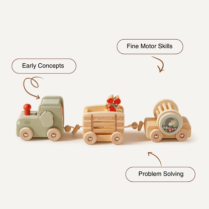 Wooden Train Puzzle Toy – Color & Shape Matching Squirrel