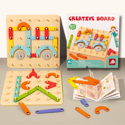 Creative Peg Puzzle – Montessori Wooden Toy for Kids-Toyfetti