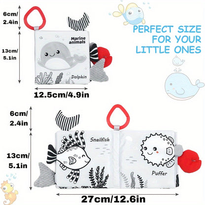 BBSKY Sensory Baby Book – 3D Animal Tails Soft Cloth Book for Touch & Feel-Toyfetti