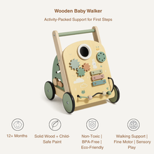 Montessori Baby Walker – 7-in-1 Wooden Push Toy with Xylophone, Gears & Shape Blocks