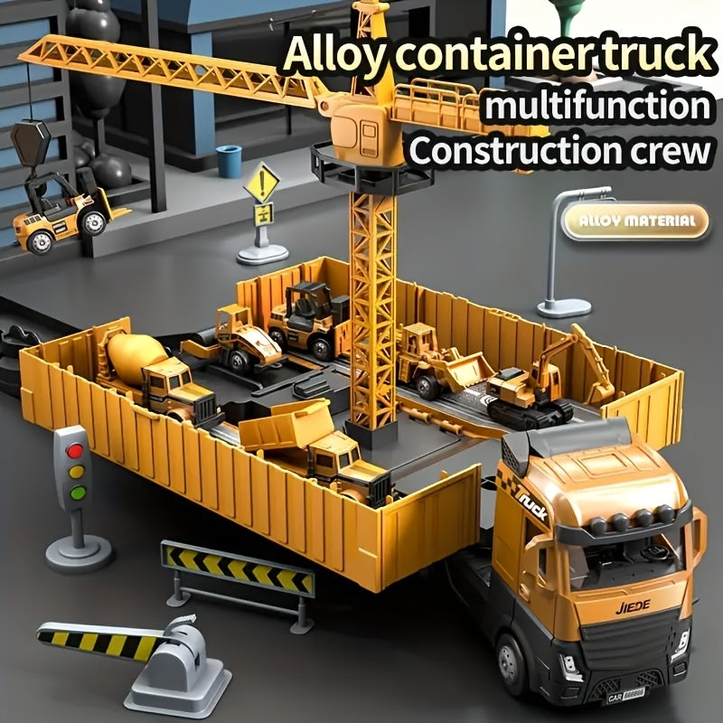 Jumbo Alloy Container Truck Set with Multi-Function Crane – Heavy-Duty Fun for Future Builders!