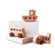 Wooden Vehicle Trio – Car, Airplane & Boat Set-Toyfetti