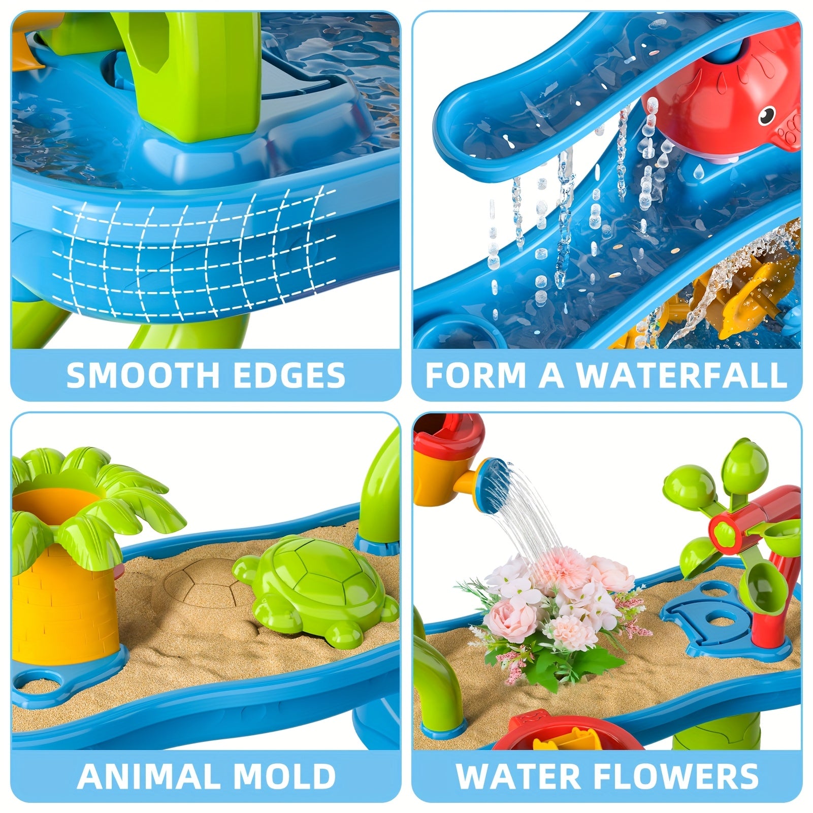 TEMI 4-Tier Multifunctional Kids Sand & Water Play Table with Slide – Summer Fun for Curious Minds-Toyfetti