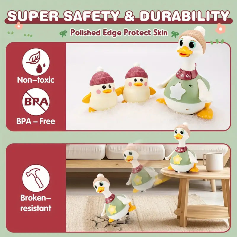 Musical Dancing Duck Toy Set — Lights, Movement & Tummy Time Fun for Babies 6–12 Months