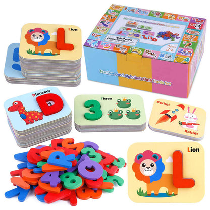 Alphabet & Numbers Wooden Flashcards – Montessori Early Learning Set