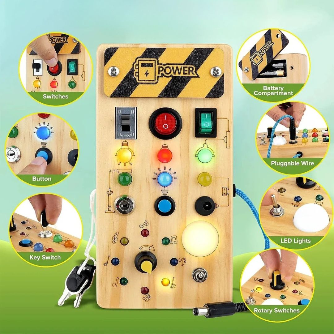 Toddlers Wooden Busy Board – Hands-On Learning Fun for Curious Minds!