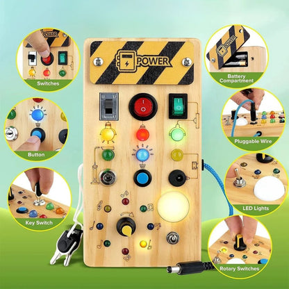 Toddlers Wooden Busy Board – Hands-On Learning Fun for Curious Minds!