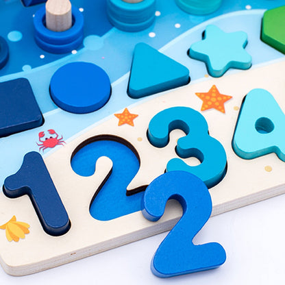 Woody – Montessori Wooden Activity Board for Counting, Letters & Shapes