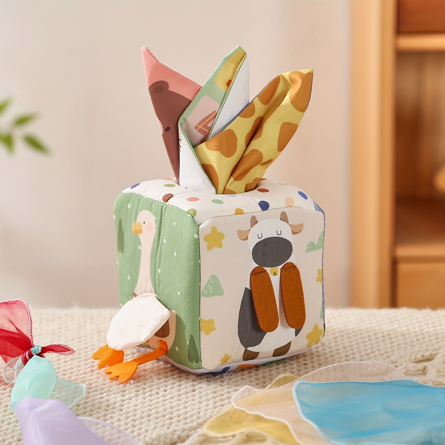 Soft Sensory Tissue Box Toy – Crinkle & Pull Cube-Toyfetti