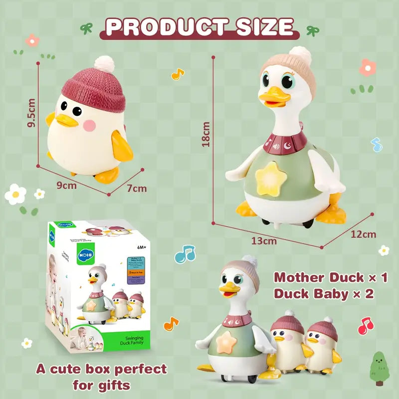 Musical Dancing Duck Toy Set — Lights, Movement & Tummy Time Fun for Babies 6–12 Months