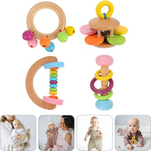 Montessori Wooden Rattles – 4-Piece Natural Sensory Set for Babies