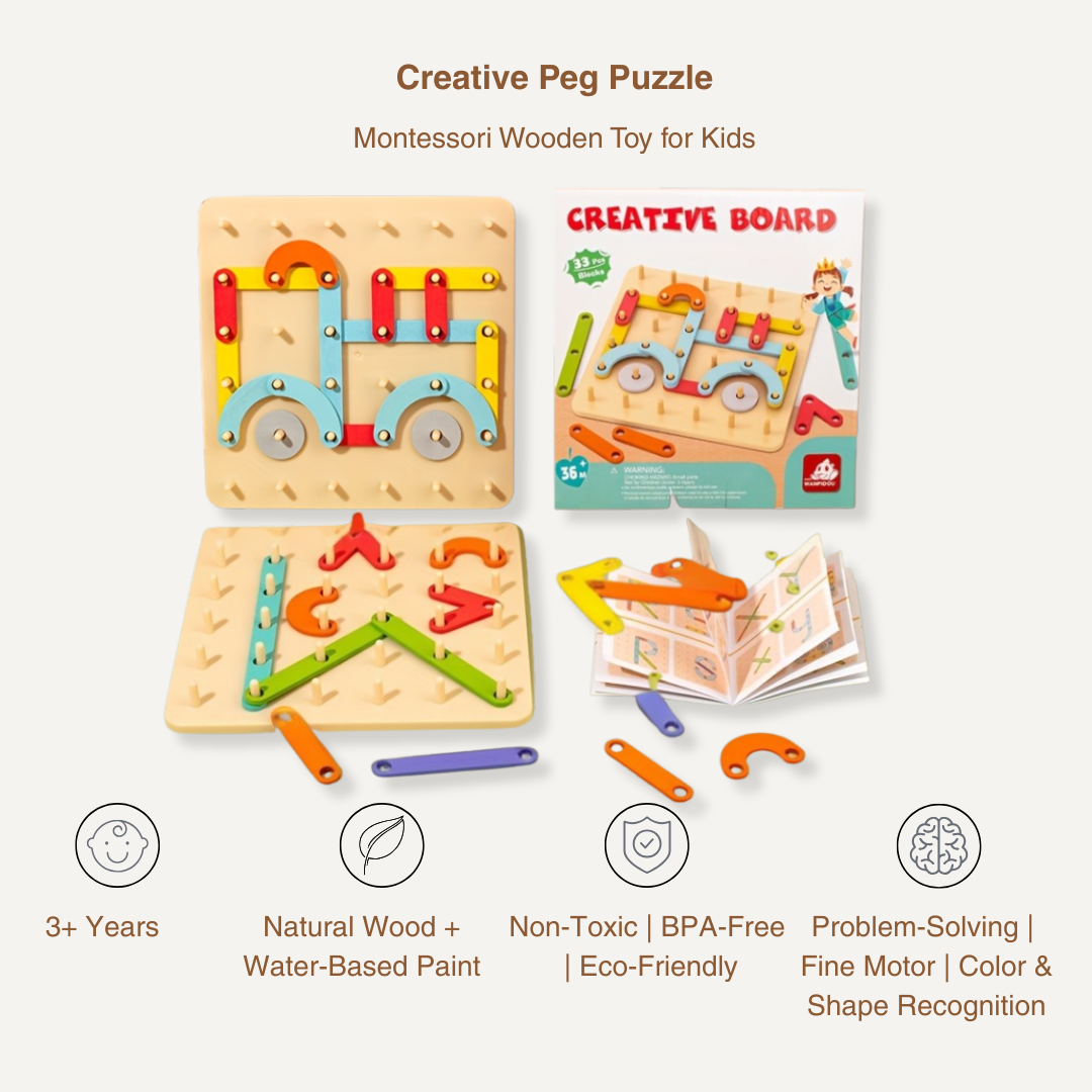 Creative Peg Puzzle – Montessori Wooden Toy for Kids