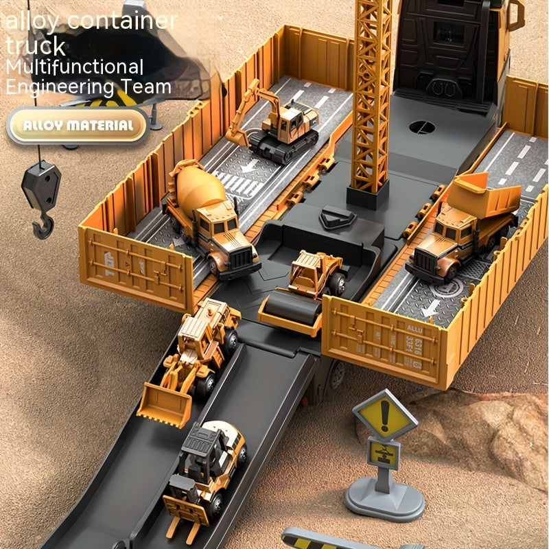Jumbo Alloy Container Truck Set with Multi-Function Crane – Heavy-Duty Fun for Future Builders!