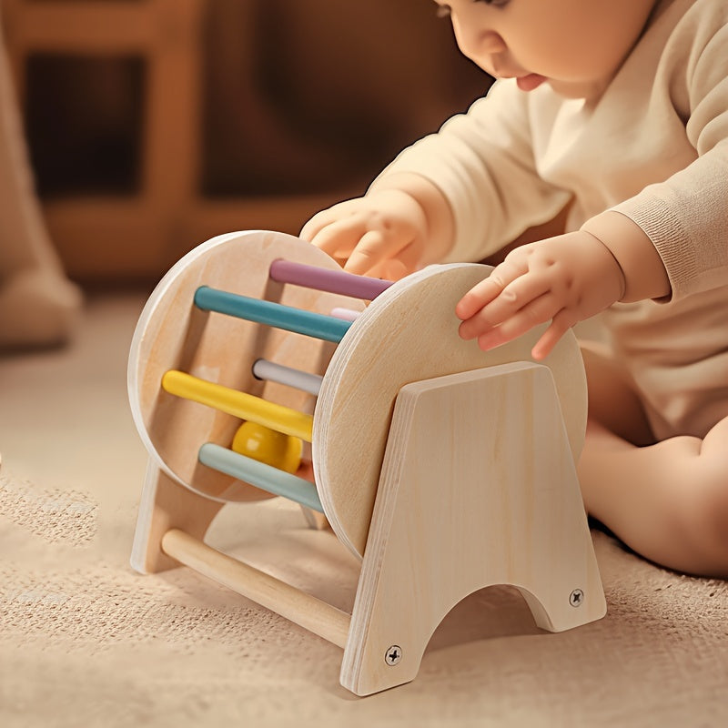 Rolling Wooden Drum Toy – Montessori Sensory Drum-Toyfetti