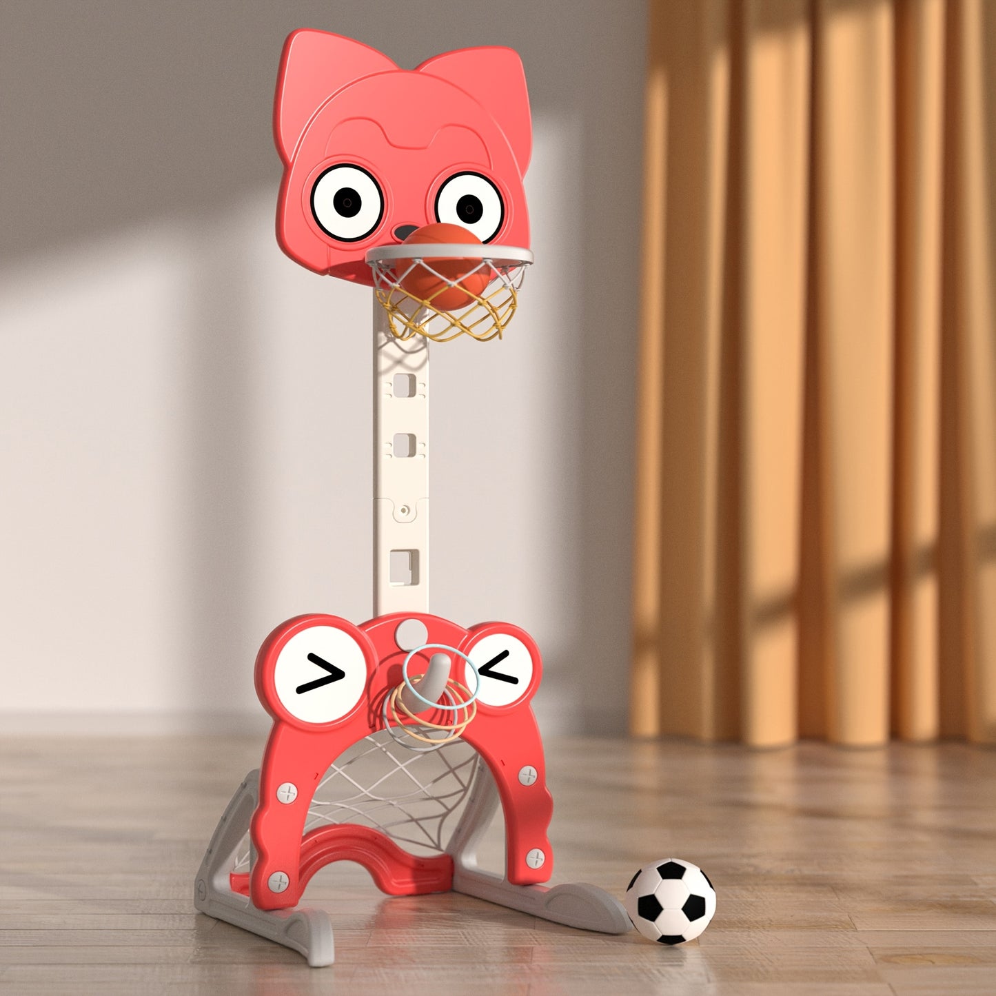 3-in-1 Kids Sports Center – Adjustable Basketball Hoop, Soccer Goal-Toyfetti