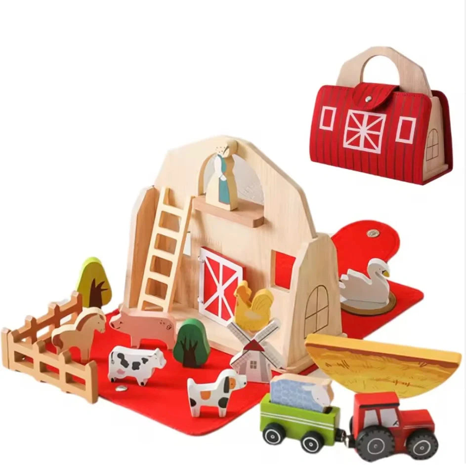 Toddlers Wooden Travel Farm – A Portable Barnyard of Imaginative Play!