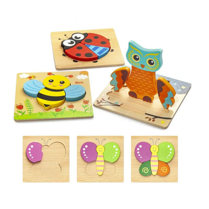 Toddlers Animal Wooden Puzzle Set – Adorable Brain-Boosting Fun!