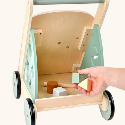 Montessori Baby Walker – 7-in-1 Wooden Push Toy with Xylophone, Gears & Shape Blocks-Toyfetti