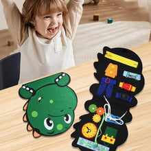 Montessori Dino Busy Board – Life Skills Learning Toy for Toddlers