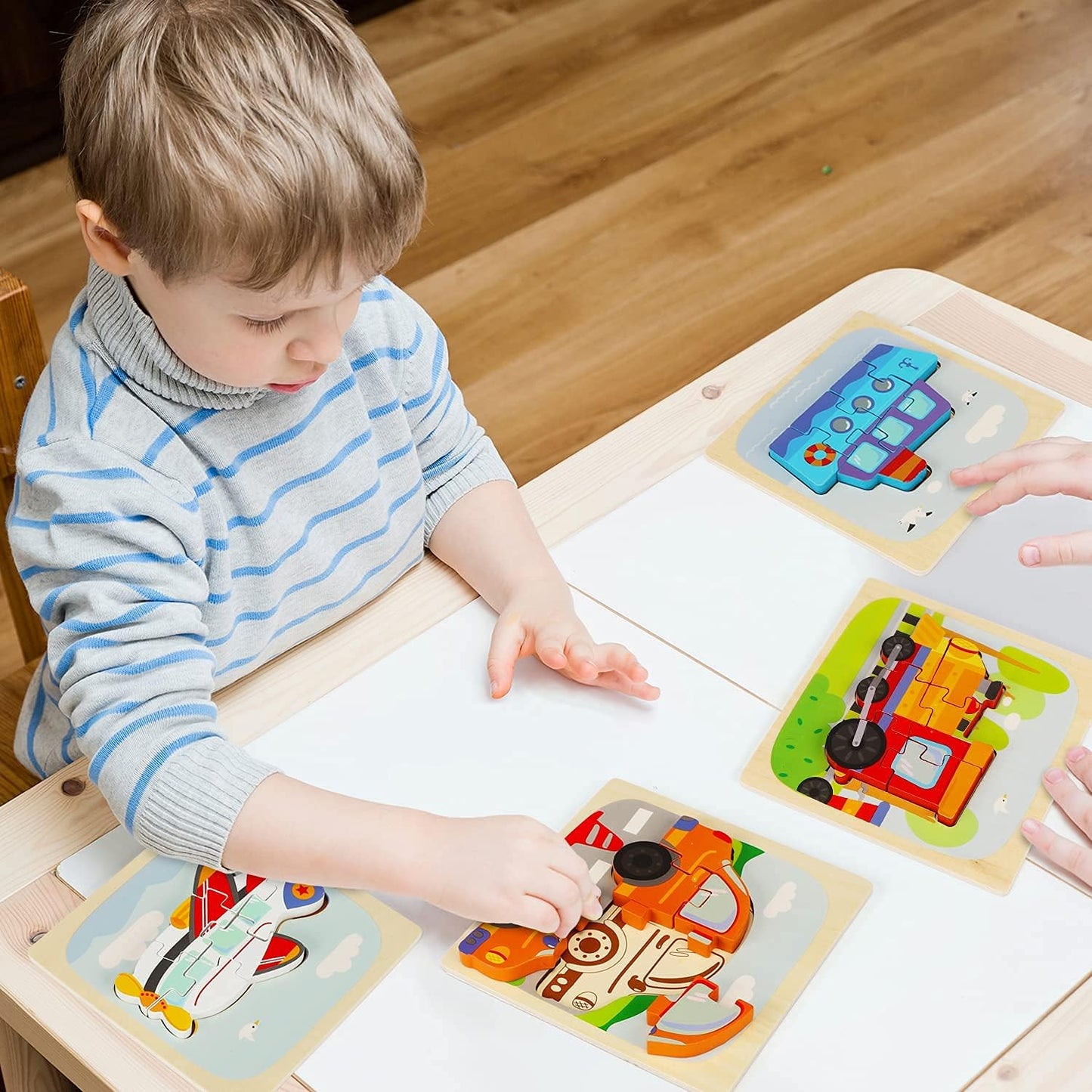 BIG Montessori Vehicles Puzzles – Colorful Wooden Fun for Little Explorers