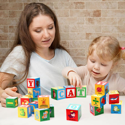 Montessori Wooden ABC Building Blocks – Colorful Alphabet Fun for Early Learners!