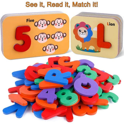 Alphabet & Numbers Wooden Flashcards – Montessori Early Learning Set