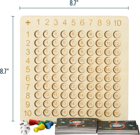 Montessori Wooden Math Board – Double-Sided Multiplication & Addition Game