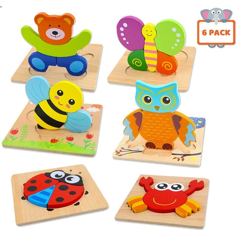 Animals and Dinosaurs Puzzles 2x 6 PACK – Double the Fun, Double the Learning!