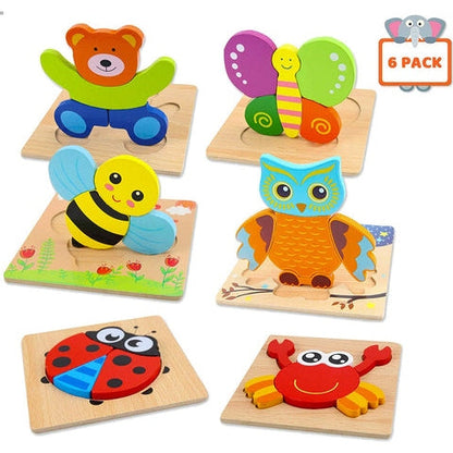 Animals and Dinosaurs Puzzles 2x 6 PACK – Double the Fun, Double the Learning!