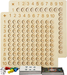 Montessori Wooden Math Board – Double-Sided Multiplication & Addition Game