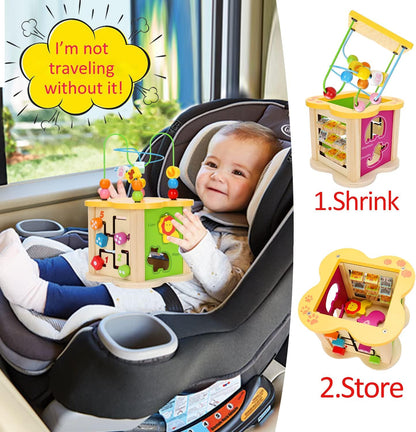 Montessori 6-in-1 Wooden Activity Cube – Multi-Skill Learning Toy for Toddlers