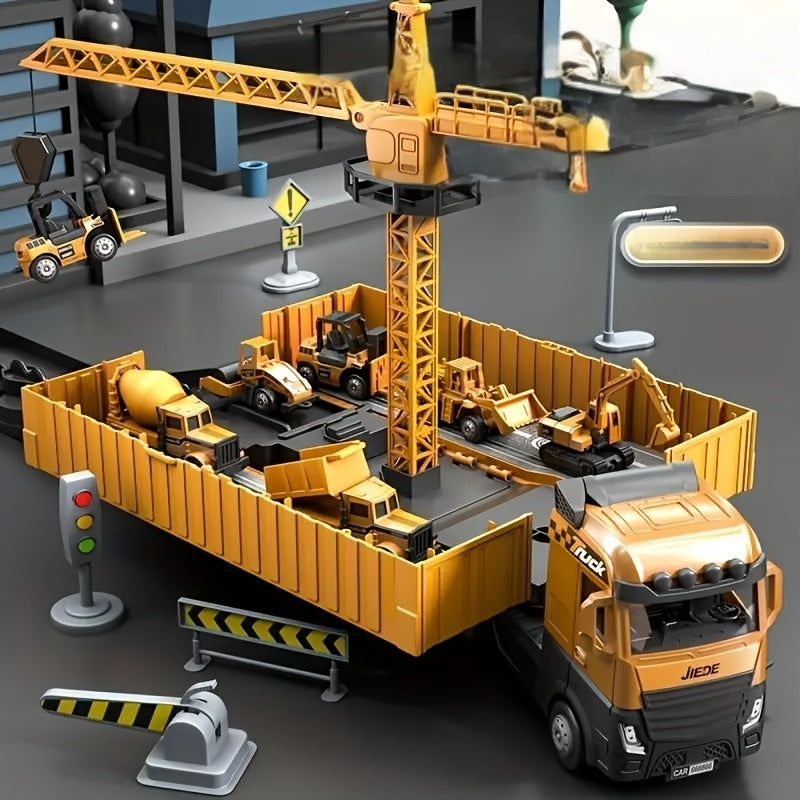 Jumbo Alloy Container Truck Set with Multi-Function Crane – Heavy-Duty Fun for Future Builders!