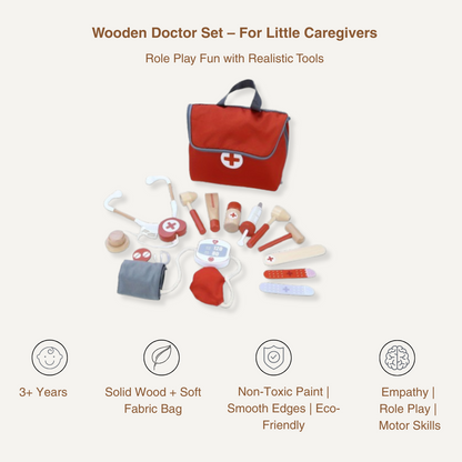 Wooden Doctor Kit – 14-Piece Pretend Medical Playset