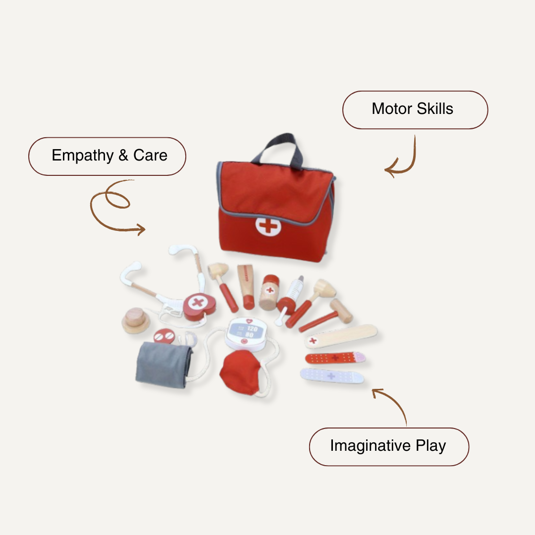 Wooden Doctor Kit – 14-Piece Pretend Medical Playset