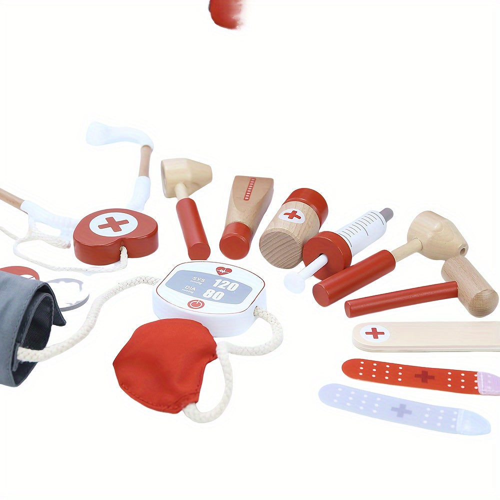Wooden Doctor Kit – 14-Piece Pretend Medical Playset-Toyfetti