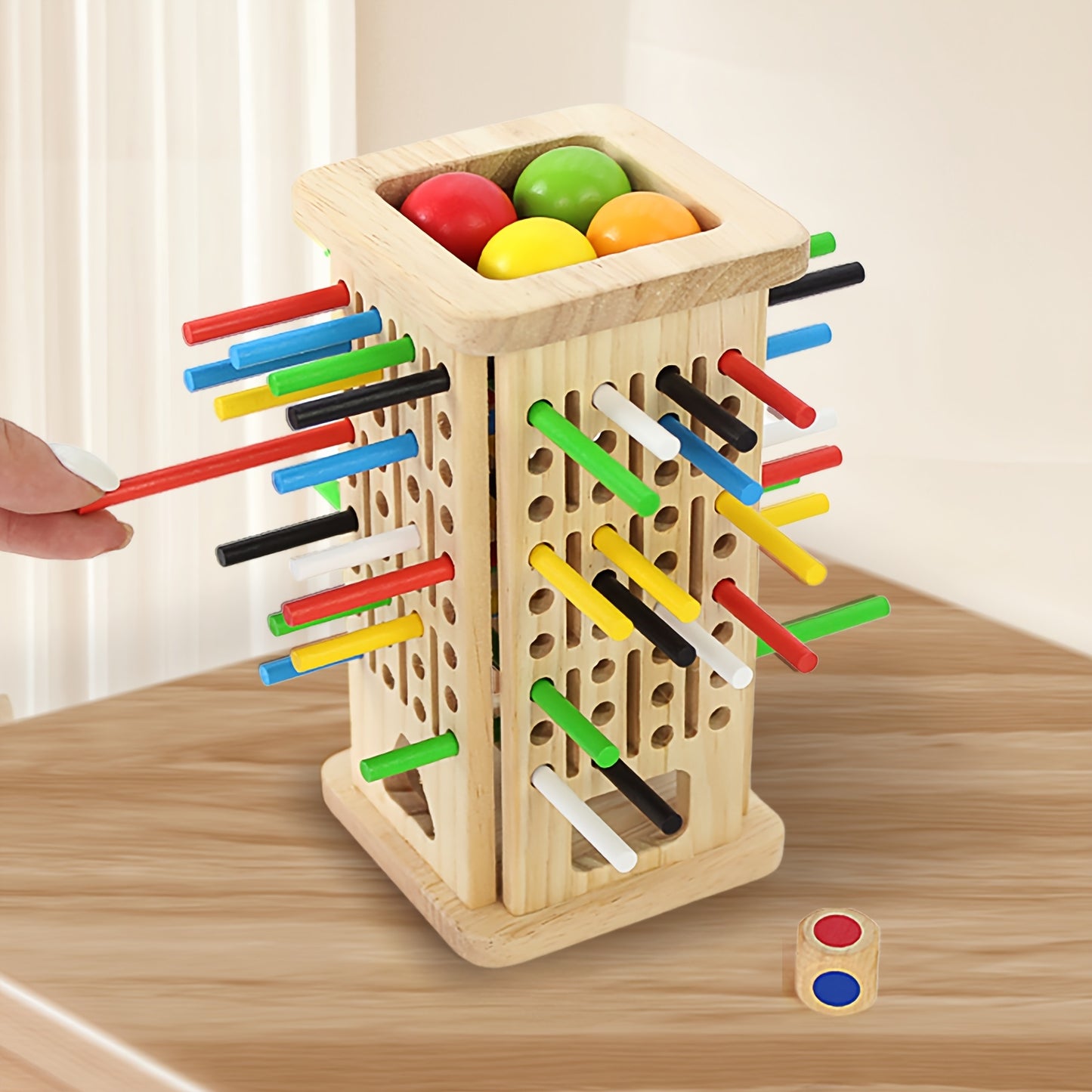 3-in-1 Wooden Stacking Tower Game – Tall Builder, Puzzle, and Pulling Stick Challenge
